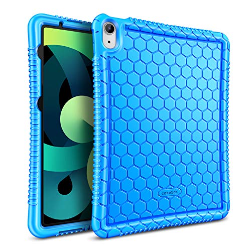 FINTIE Funda de Silicona para iPad Air 10,9" (4.ª Generación, 2020) - [Honey Comb Series] Carcasa Ligera de Silicón Antideslizante y Antichoque Apta para Niños, Azul