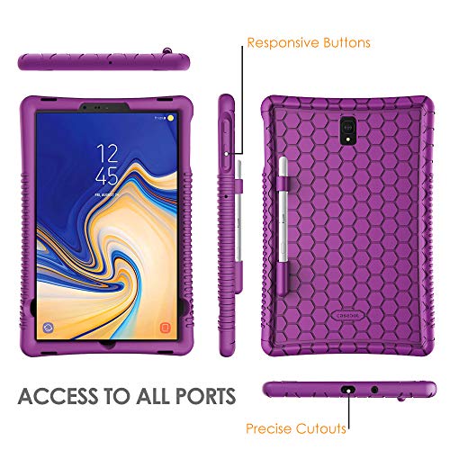 Fintie Funda de Silicona para Samsung Galaxy S4 10.5 - [Honey Comb Series] Carcasa Ligera de Silicón Antideslizante y Antichoque Apta para Niños para Modelo SM-T830/T835, Morado