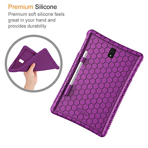 Fintie Funda de Silicona para Samsung Galaxy S4 10.5 - [Honey Comb Series] Carcasa Ligera de Silicón Antideslizante y Antichoque Apta para Niños para Modelo SM-T830/T835, Morado