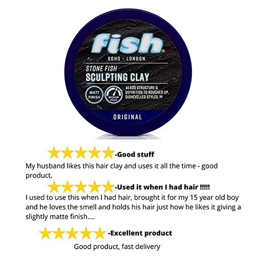 Fish Original Stone Fish Sculpting Clay - For Roughed Up and Dishevelled Styles 2 x 70ml