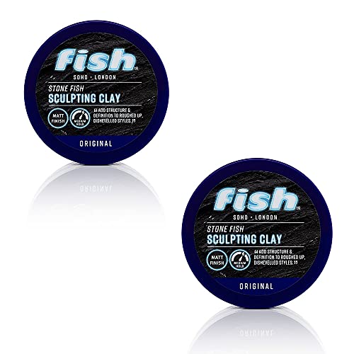 Fish Original Stone Fish Sculpting Clay - For Roughed Up and Dishevelled Styles 2 x 70ml