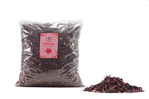 Flor de Jamaica, Hibisco organico ecológico 100% natural para infusion fria adelgazante de te detox, ideal como quemagrasas ayuda a adelgazar rapido (1000g)