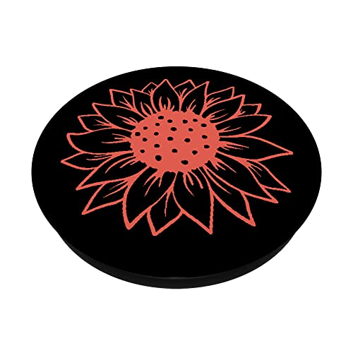 Flor Floral Negro Girasol Nectarina PopSockets PopGrip Intercambiable