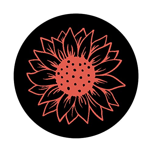 Flor Floral Negro Girasol Nectarina PopSockets PopGrip Intercambiable