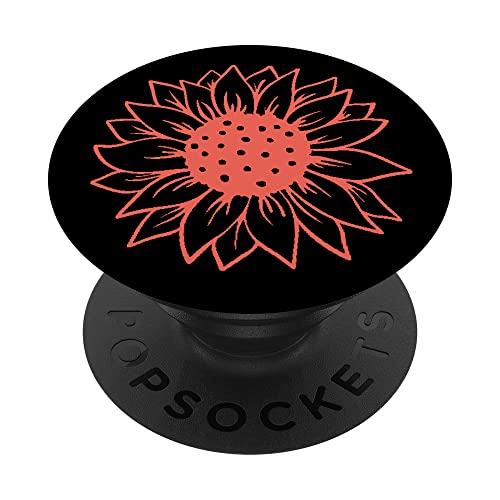 Flor Floral Negro Girasol Nectarina PopSockets PopGrip Intercambiable