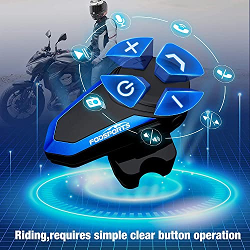 Fodsports Intercomunicador Casco Moto BT-S3 Bluetooth Cascos Moto Telefono Radio FM Impermeable Manos Libres Moto Motorcycle Intercom Headset (1 Packs of Soft Headphone)