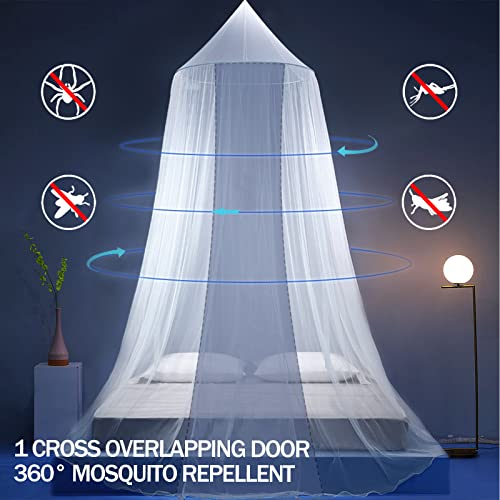 Forhome Mosquitera para Cama, Mosquito Net, Dosel para Cama Infantil, Dome Malla de mosquitera, Fácil de Instalar, Mosquitera Universal Adecuada Para Cuna, Cama Individual, Cama Doble, Blanco