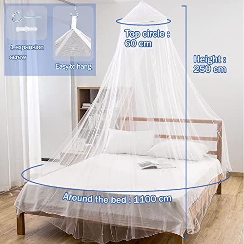 Forhome Mosquitera para Cama, Mosquito Net, Dosel para Cama Infantil, Dome Malla de mosquitera, Fácil de Instalar, Mosquitera Universal Adecuada Para Cuna, Cama Individual, Cama Doble, Blanco