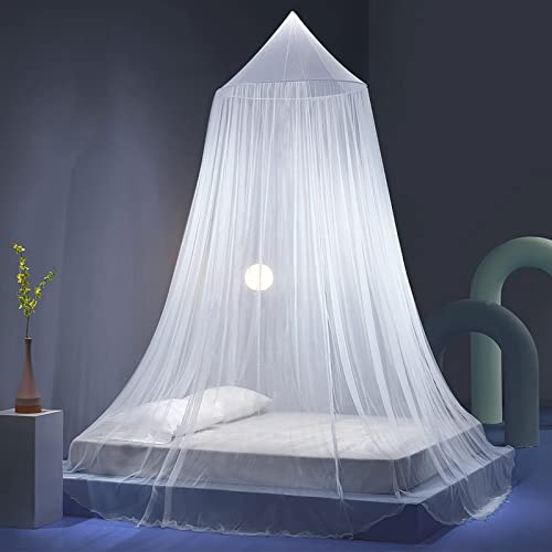 Forhome Mosquitera para Cama, Mosquito Net, Dosel para Cama Infantil, Dome Malla de mosquitera, Fácil de Instalar, Mosquitera Universal Adecuada Para Cuna, Cama Individual, Cama Doble, Blanco