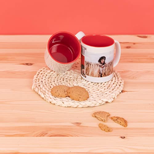 Fotoprix Tazas Personalizadas con Foto y Texto | Regalos Personalizados con Foto para Padres | Taza Personalizada con el Nombre de Papá | Día del Padre | Taza de Color Rojo