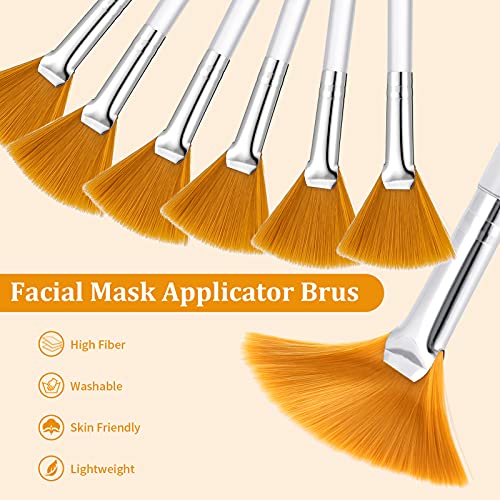 FRIUSATE 6 Piezas Cepillos de Máscara de Abanico,Brocha para Mascarilla Facial,Cepillo Aplicador Facial de Blanco y Marrón,Pinceles para Mascarillas Faciales,Herramientas Cosméticas para Crema Barro