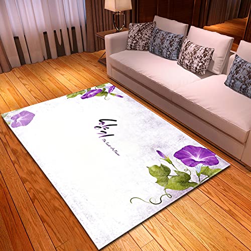 FSMYQH Alfombra de Pelo Corto Alfombra Moderna fácil de cuidar Suaves alfombras mullidas para salón Dormitorio baño sofá Silla cojín Narciso Morado 60x90cm(LxW)