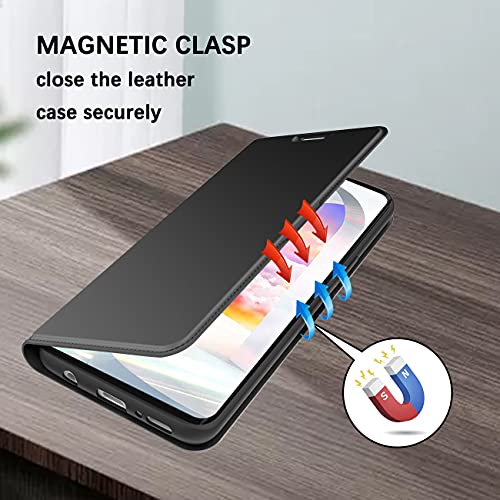 Funda compatible con LG Velvet 5G Funda rígida de piel, tipo libro LG Velvet 5G Case Magnetic Flip para LG Velvet 5G Cover (Negro, LG Velvet 5G)