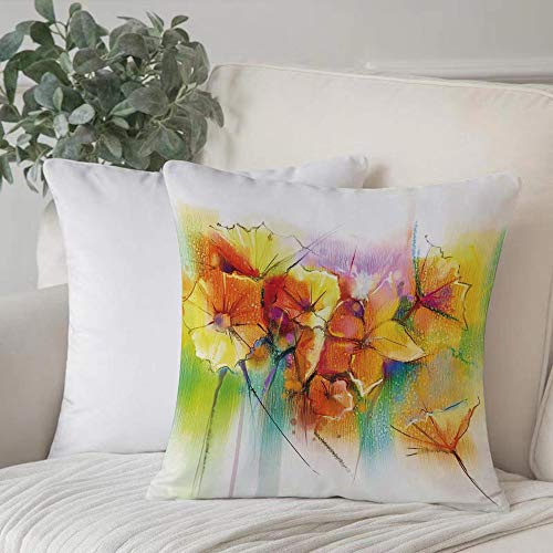 Funda De Cojine Funda de Almohada,Flor de acuarela, vibrante ramo de otoño con imágenes fragantes de tipos de flores Narciso,Fundas de Cojín con Cremallera - Fundas de Almohada para Sofá y Cama45x45cm