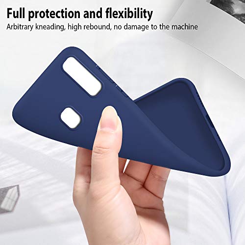 Funda Samsung Galaxy A20e + Protector de Pantalla de Vidrio Templado, Carcasa Ultra Fino Suave Flexible Silicona Colores del Caramelo Protectora Caso Anti-rasguños Back Case - Azul Oscuro