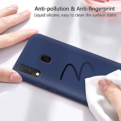 Funda Samsung Galaxy A20e + Protector de Pantalla de Vidrio Templado, Carcasa Ultra Fino Suave Flexible Silicona Colores del Caramelo Protectora Caso Anti-rasguños Back Case - Azul Oscuro