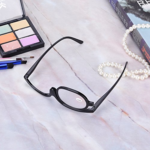 Gafas de maquillaje con lente única, 3 colores con múltiples grados de hipermetropía y aumento de maquillaje, herramienta de maquillaje para mujer (350 + negro)