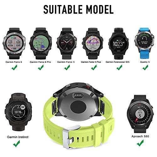 Garmin Fenix 5 Banda, TOPsic Silicona Reemplazo Correa con 2pzs Destornilladores para Garmin Fenix 5 / Forunner 935 Smart Watch, 13.5cm-22.5cm, no Adapta a Fenix 5x, 5s (verde)