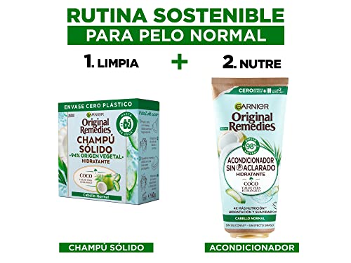 Garnier Original Remedies, Pack Champú Sólido y Acondicionador sin Aclarado Ultra Nutritivo para Pelo Normal, Coco y Aloe Vera Hidratante, Set de 2 Productos