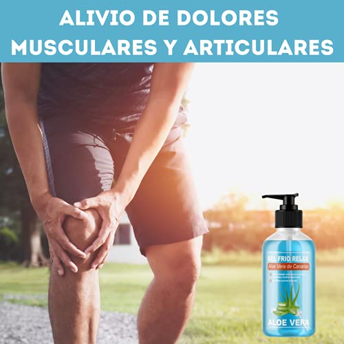 GEL FRIO ALOE VERA DE CANARIAS BIO - Con extracto de Arnica y Calendula. Efecto refrescante y calmante, alivia las piernas cansadas, estimula la circulación. Hidratación natural. (500 ml)