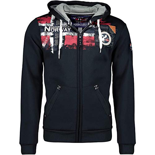 Geographical Norway FESPOTE Men - Sudadera Bolsillo Canguro Hombre - Sudadera Logotipo Hombre - Hoodie Manga Larga Capucha Hood - Sudadera Invierno Capucha Cremallera Sweat (Azul Marino M)