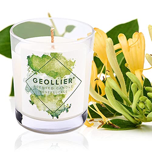 GEOLLIER Vela Aromatica - Vela Perfumada Vela de Tarro de Vidrio Vela de Soja Regalo de Velas de Aromaterapia, 30-35 Horas, 5.8 OZ (Madreselva)