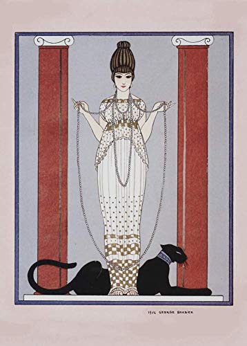 George Barbier 'Dame a la Panthere', Cartier', Francia, 1923, reproducción de 200 g/m² A3 Vintage Classic Art Deco Poster