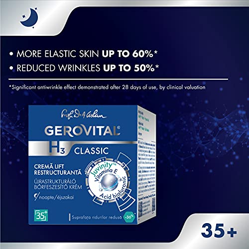 Gerovital H3 Classic, Crema Lift Reestructurante, Noche, Tipo de piel: Seca Deshidratada Madura, 50 ml