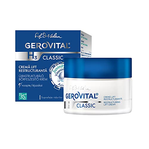 Gerovital H3 Classic, Crema Lift Reestructurante, Noche, Tipo de piel: Seca Deshidratada Madura, 50 ml