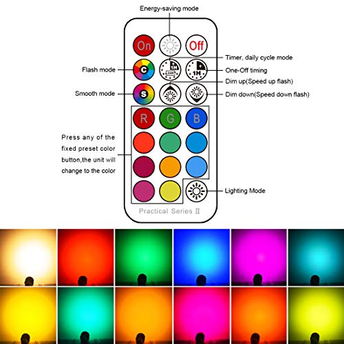 Gikkali RGB GU10 LED Regulable Colores 5W Equivalente 50W Halógena, 500 Lúmenes Blanco Cálido 2700K, (5 Pack)