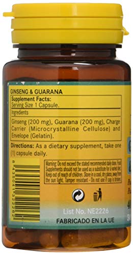 Ginseng & guarana 400 mg. 50 capsulas