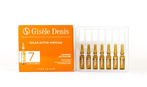 Gisèle Denis - Pack de Ampollas Faciales Solar Active, Activador del Bronceado, Cuidado Facial y Solar, Hidratante, Efecto Flash, 7 x 1'5 ml