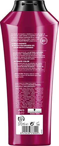 GLISS - Champú Ultimate Color, 370 ml, para cabello teñido o con mechas, Gama protectora color