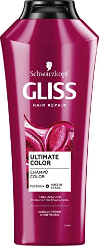 GLISS - Champú Ultimate Color, 370 ml, para cabello teñido o con mechas, Gama protectora color