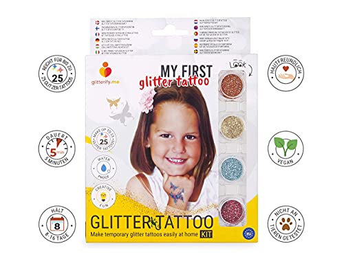 Glitterify Me Mi Primer Tatuaje de Purpurina – Kit de Tatuajes de Purpurina para niñas – Hecho en la UE, Calidad cosmética