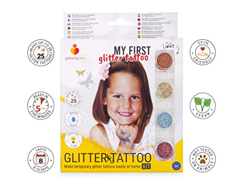 Glitterify Me Mi Primer Tatuaje de Purpurina – Kit de Tatuajes de Purpurina para niñas – Hecho en la UE, Calidad cosmética