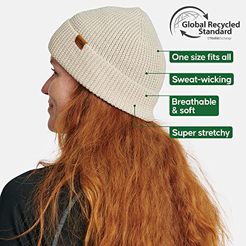 Gorro Beanie de Lana Merina para Hombre y Mujer, Suave y Elástico, con Materiales Reciclados, Negro, Gris, Azul y Gris Claro (Blanco)