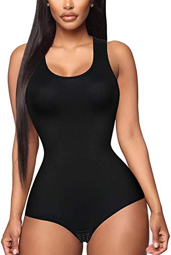 Gotoly Mujer Corsé Shaperwear Bodysuits Fajas Reductoras Mono sin Mangas con Cuello Redondo Corset Reductor Cintura Modelador de Cuerpo Completo (Negro, X-Large)