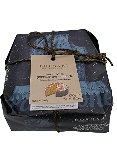 Gourmood PANETTONE ESMALTADO con ALMENDRAS Y Decorado con Granos DE AZÚCAR