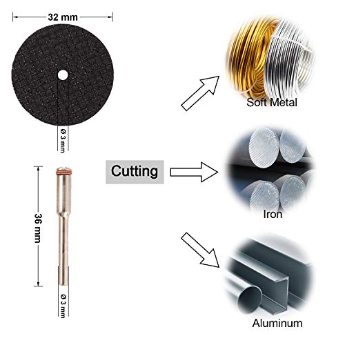 GOXAWEE Mini Disco Corte Diamante & Mini Hoja de Sierra Circular HSS & Mini Disco de Corte de Resina （3mm Mandril）para Cortar Madera Piedra Metal - Paquete de 30 Piezas