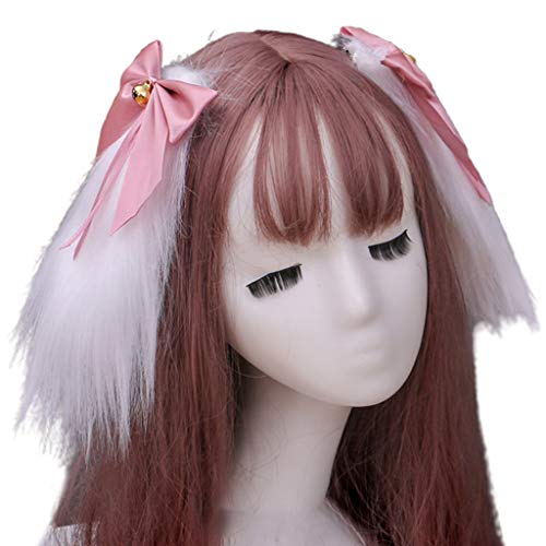 GREEN&RARE Horquillas para el pelo de orejas de conejo largas para mujer, estilo japonés, Lolita Kawaii, conejo animal, dulce, lazo, anime, para fiestas de cosplay, pasadores