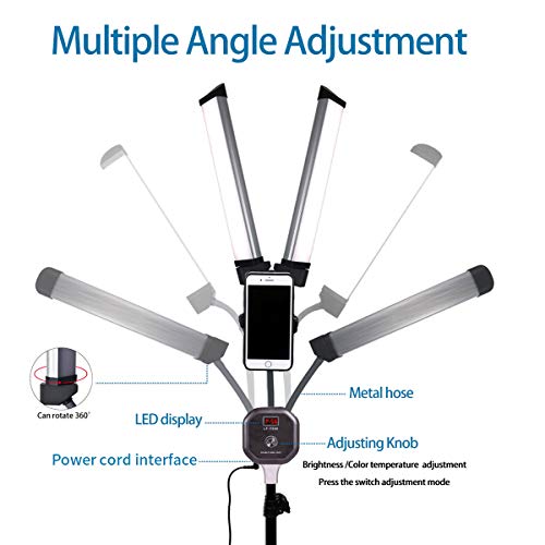 GSKAIWEN Juego de luz LED regulable de 50 W para vídeo, fotografía y estudio de iluminación con trípode y bolsa de transporte para maquillaje, pestañas, cejas, tatuajes, 3200 – 5600 K, CRI 90+