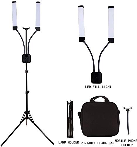 GSKAIWEN Juego de luz LED regulable de 50 W para vídeo, fotografía y estudio de iluminación con trípode y bolsa de transporte para maquillaje, pestañas, cejas, tatuajes, 3200 – 5600 K, CRI 90+