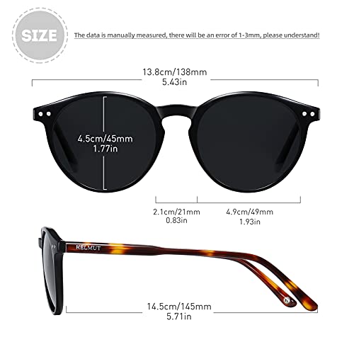 H HELMUT JUST Gafas De Sol para Hombre Mujer Aviador Polarizadas Espejo Para Conducir Viajes HJ1302 (Black+Tortoise/Grey)