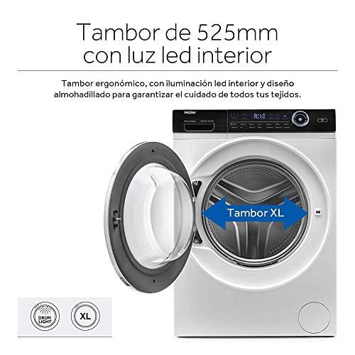 Haier I-Pro Series 7 HW100-B14979- Lavadora carga frontal 10KG, Función Vapor Refresh y Antimanchas, Motor Direct Motion, Antibacterias, 1400 RPM, Fin Diferido, Tambor XL, 14 Programas, Clase A