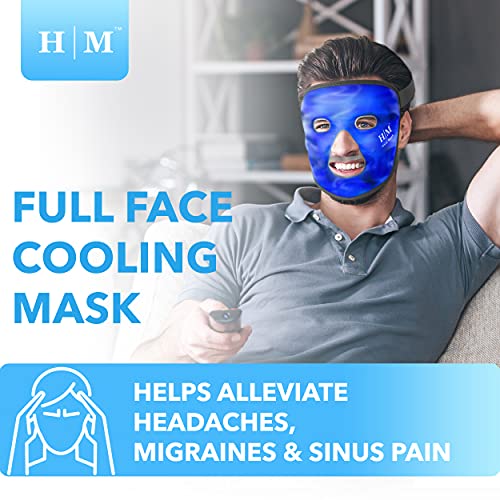 Halo Mask Mascarilla Facial Fría Cubre Todo el Rostro – Antifaz Gel Frío y Compresa Caliente Alivia la Piel y los Ojos – Antifaz Gel Ideal para Combatir Migrañas, Estrés, Dolor e Hinchazón