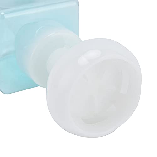 Hapivida Botella de Bomba de Espuma de 250 Ml Portátil Recargable Reutilizable Sifang Transparente en Forma de Flor Subenvasador Cosmético Dispensador de Jabón Líquido (Azul Transparente)