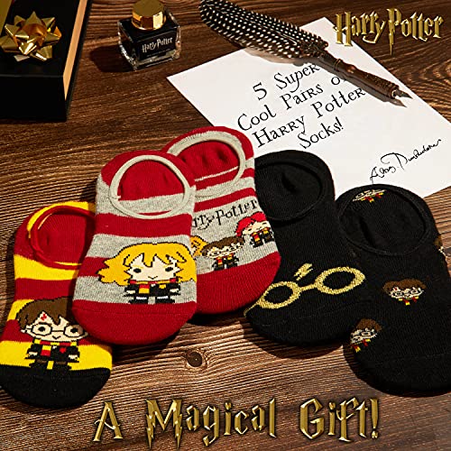 HARRY POTTER Calcetines Niña Tobilleros Pack de 5 Pares de Calcetines Antideslizantes Niña