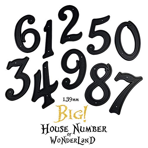 HASWARE Número de casa de 5.5 pulgadas (139mm) Números de puerta modernos Números de dirección de casa de calle, Plástico ABS negro (6)
