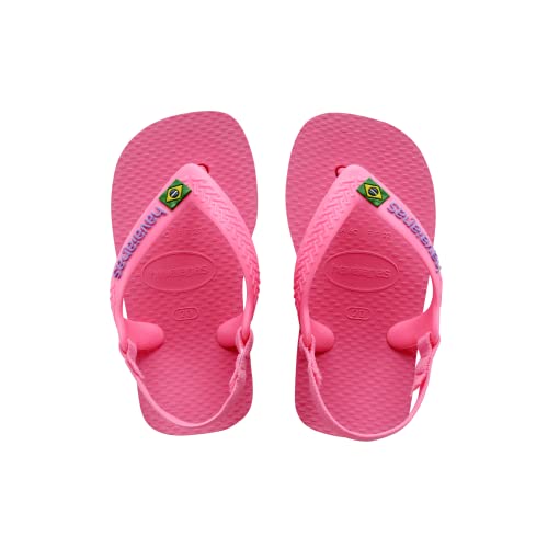 Havaianas Brasil Logo II, Chanclas, para Unisex niños, Rosa De Cristal, 21 EU